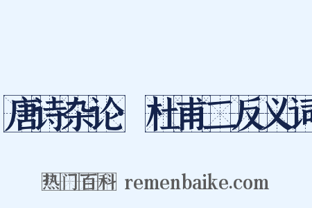 唐诗杂论·杜甫二反义词是什么意思的图片